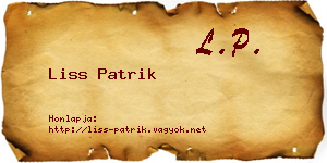 Liss Patrik névjegykártya